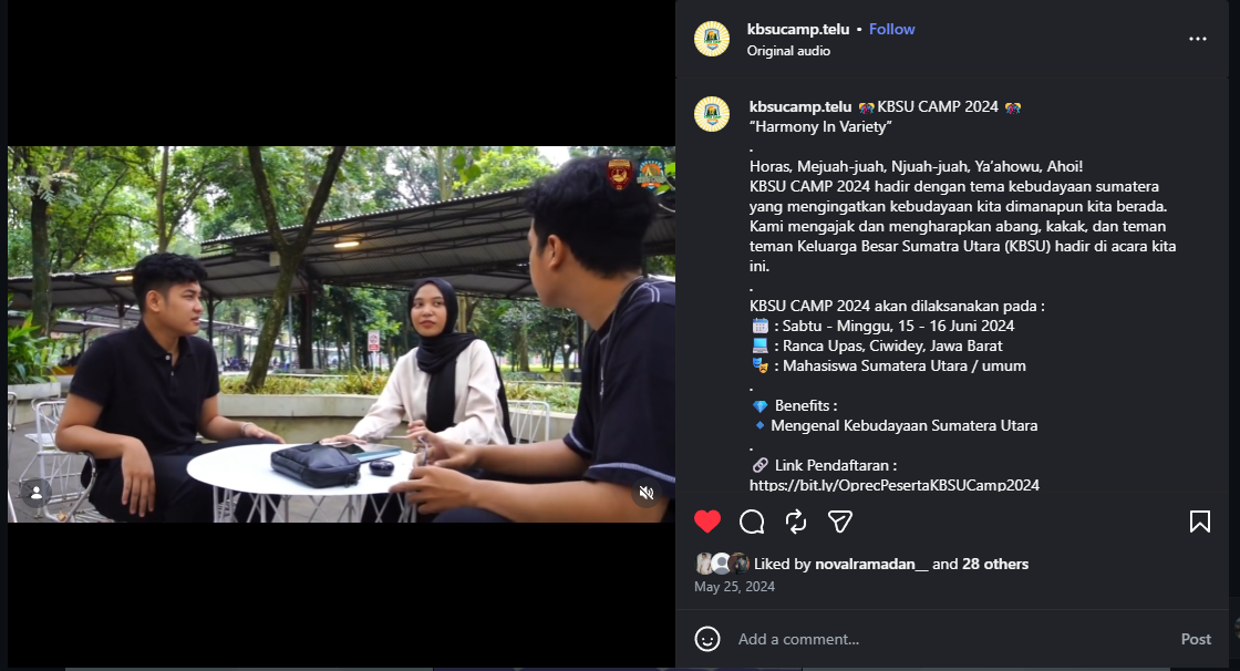 Poster konten Instagram KBSU Camp Tel-U